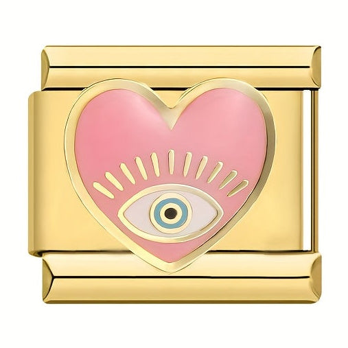 PINK EVIL EYE HEART ITALIAN CHARM