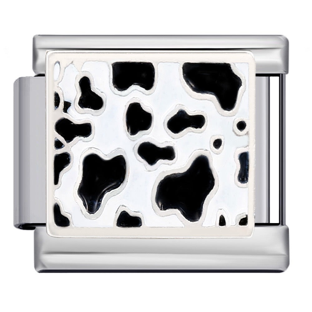 Cow Print Italian Charm Italian charm bracelet link in stainless steel
