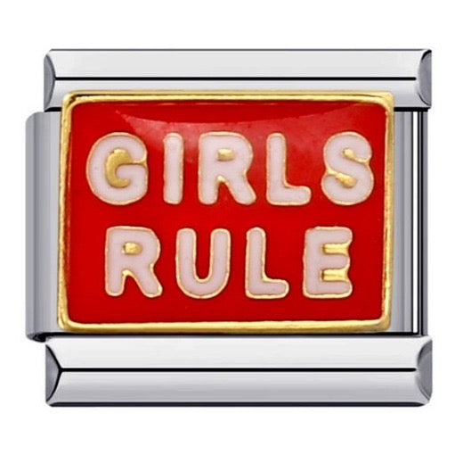 Girls Rule Italian Charm Italian charm bracelet link in stainless steel