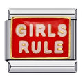 Girls Rule Italian Charm Italian charm bracelet link in stainless steel