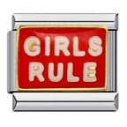 Girls Rule Italian Charm Italian charm bracelet link in stainless steel