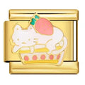 Strawberry Cat Italian Charm Italian charm bracelet link in stainless steel
