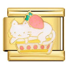 Strawberry Cat Italian Charm Italian charm bracelet link in stainless steel