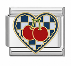 BLUE HEART CHERRY ITALIAN CHARM