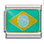 Brazil Flag Italian Charm Italian charm bracelet link in stainless steel
