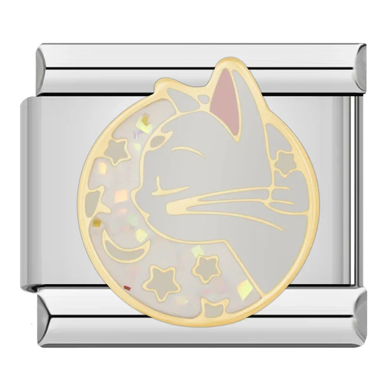 Artemis Cat Italian Charm Italian charm bracelet link in stainless steel