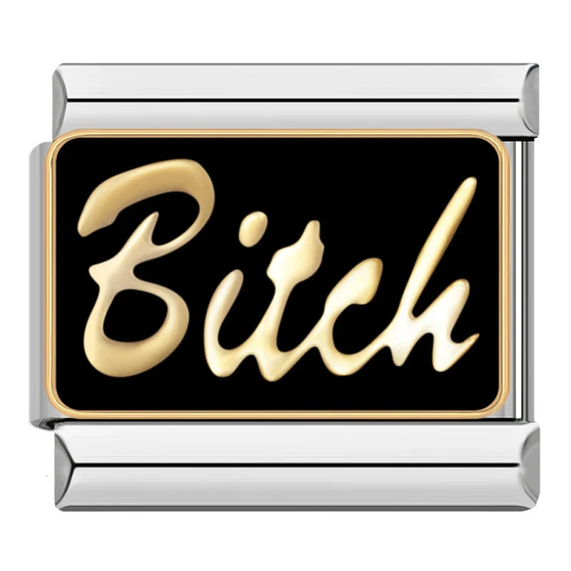 Bitch Italian Charm Italian charm bracelet link in stainless steel