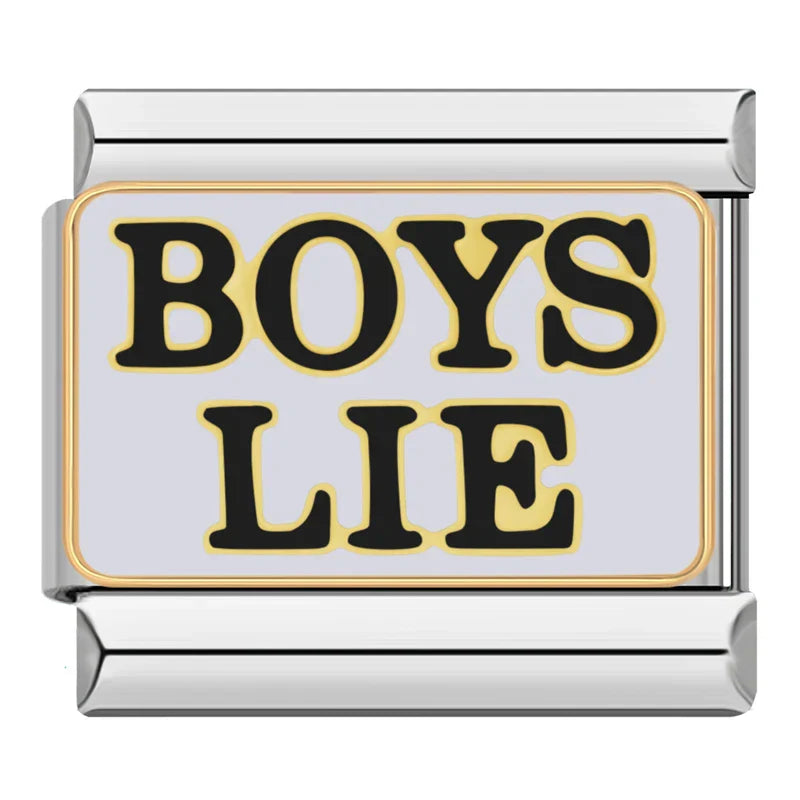 Boys Lie Italian Charm Italian charm bracelet link in stainless steel