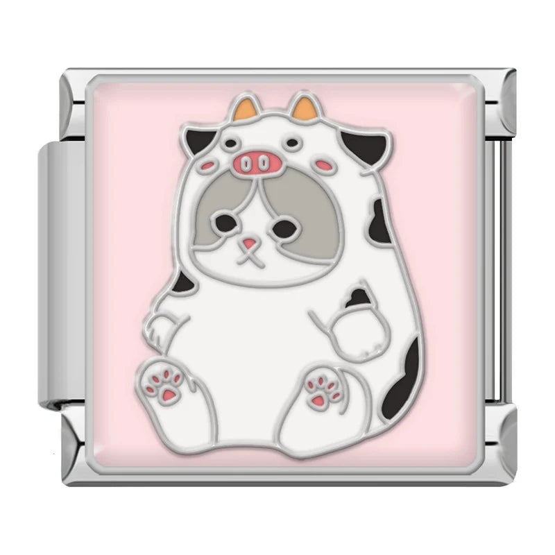Cat Cow Italian Charm Italian charm bracelet link in stainless steel