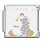 Cat Selfie Italian Charm Italian charm bracelet link in stainless steel