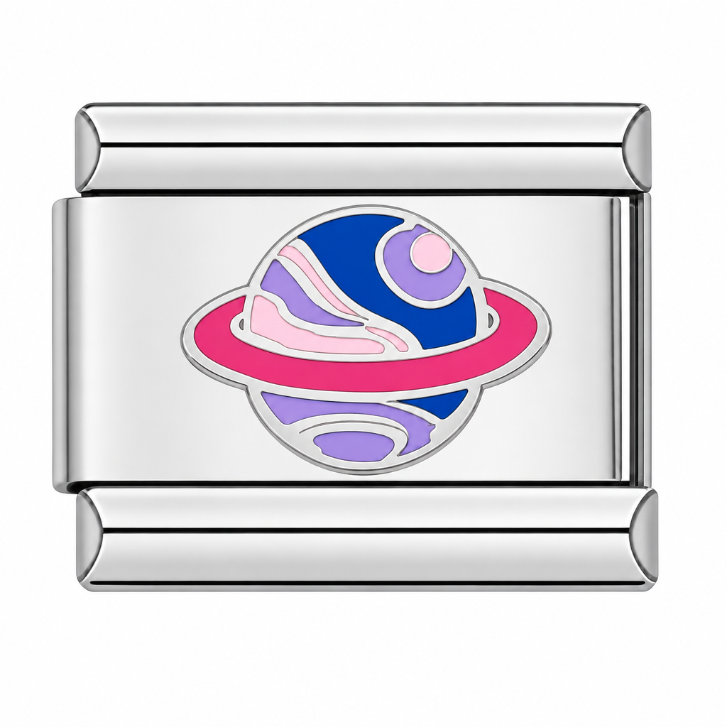 PINK AND BLUE PLANET ITALIAN CHARM
