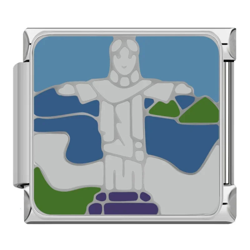 Christ The Redeemer Italian Charm Italian charm bracelet link in stainless steel