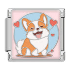 Corgi Love Italian Charm Italian charm bracelet link in stainless steel
