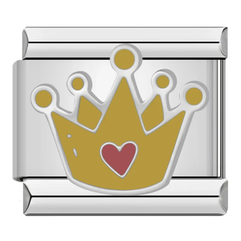 Crown Italian Charm Italian charm bracelet link in stainless steel