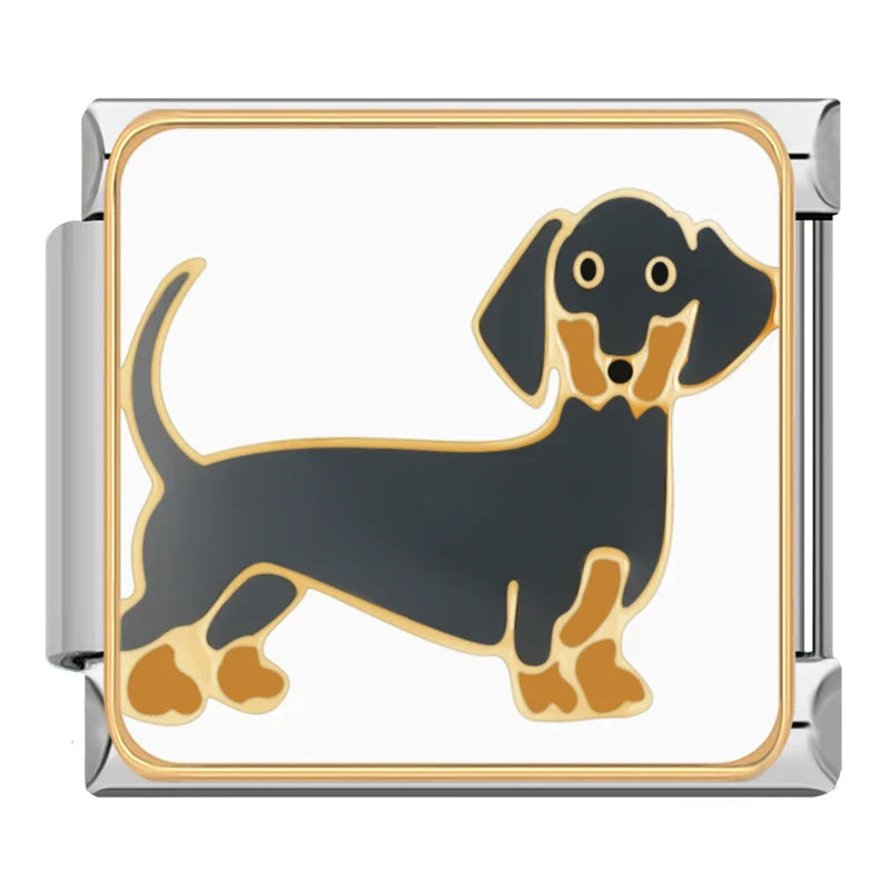 Dachshund Italian Charm Italian charm bracelet link in stainless steel