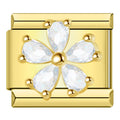 Diamond Flower Italian Charm Italian charm bracelet link in stainless steel