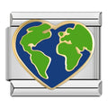 Earth Heart Italian Charm Italian charm bracelet link in stainless steel