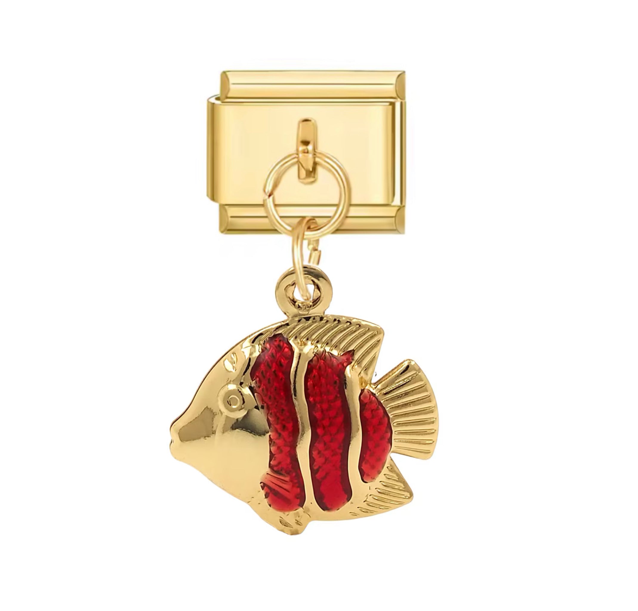 ORANGE STRIPED FISH PENDANT ITALIAN CHARM
