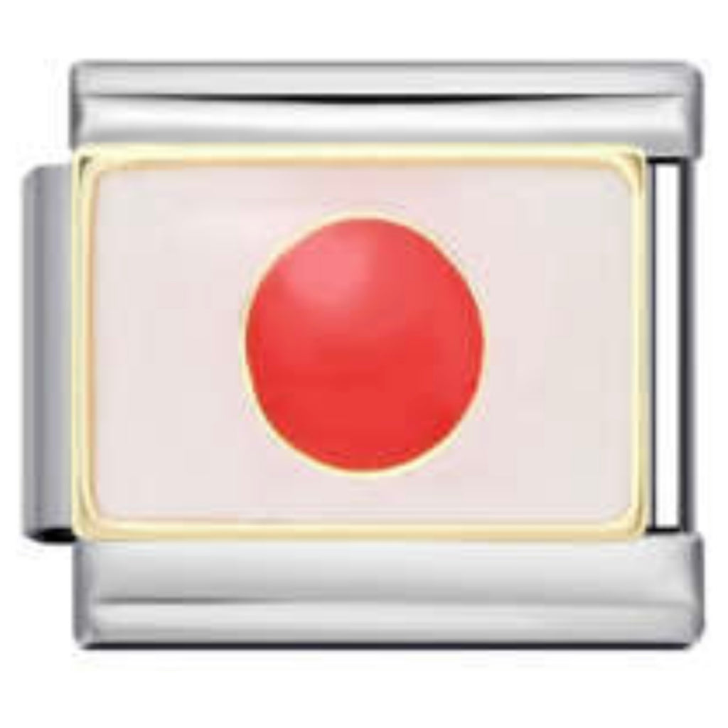 Japan Flag Italian Charm Italian charm bracelet link in stainless steel