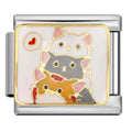 Trio Cat Heart Italian Charm Italian charm bracelet link in stainless steel