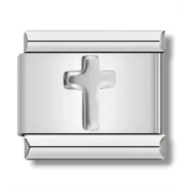 Cross Italian Charm Italian charm bracelet link in stainless steel