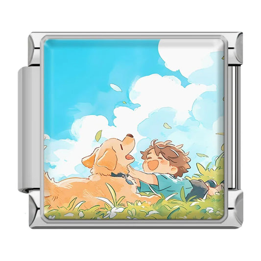 GOLDEN RETRIEVER & BOY CHARM