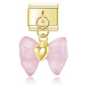 Bow Heart Pendant Italian Charm Italian charm bracelet link in stainless steel