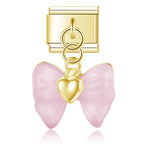 Bow Heart Pendant Italian Charm Italian charm bracelet link in stainless steel