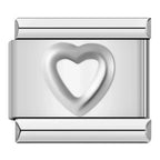 Embossed Heart Italian Charm Italian charm bracelet link in stainless steel