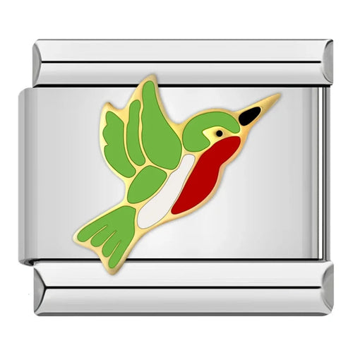 Hummingbird Italian Charm Italian charm bracelet link in stainless steel