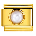 Small Pearl Italian Charm Italian charm bracelet link in stainless steel