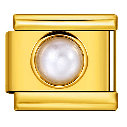 Small Pearl Italian Charm Italian charm bracelet link in stainless steel