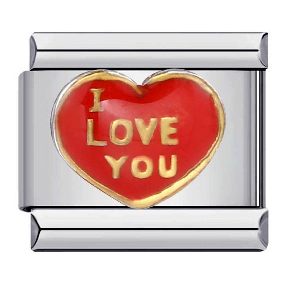 I Love You Heart Italian Charm Italian charm bracelet link in stainless steel