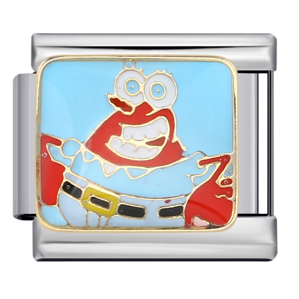 Mr Krabs Italian Charm Italian charm bracelet link in stainless steel