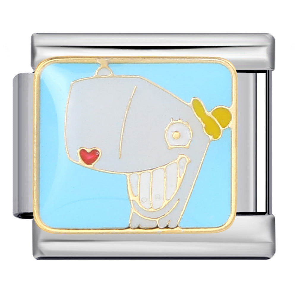Cartoon Whale Italian Charm Italian charm bracelet link in stainless steel
