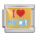 I Heart My Cat Italian charm bracelet link in stainless steel