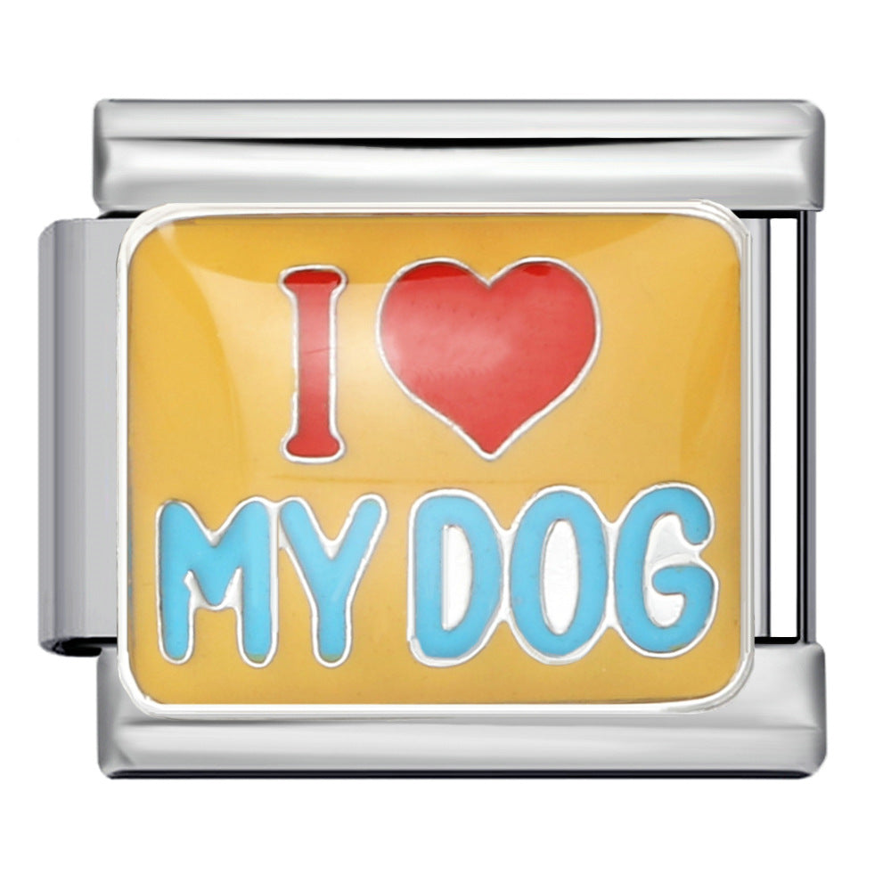 I Heart My Dog Italian Charm Italian charm bracelet link in stainless steel