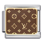 Brown Monogram Italian Charm Italian charm bracelet link in stainless steel