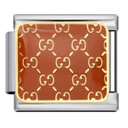 Light Brown Monogram Italian Charm Italian charm bracelet link in stainless steel