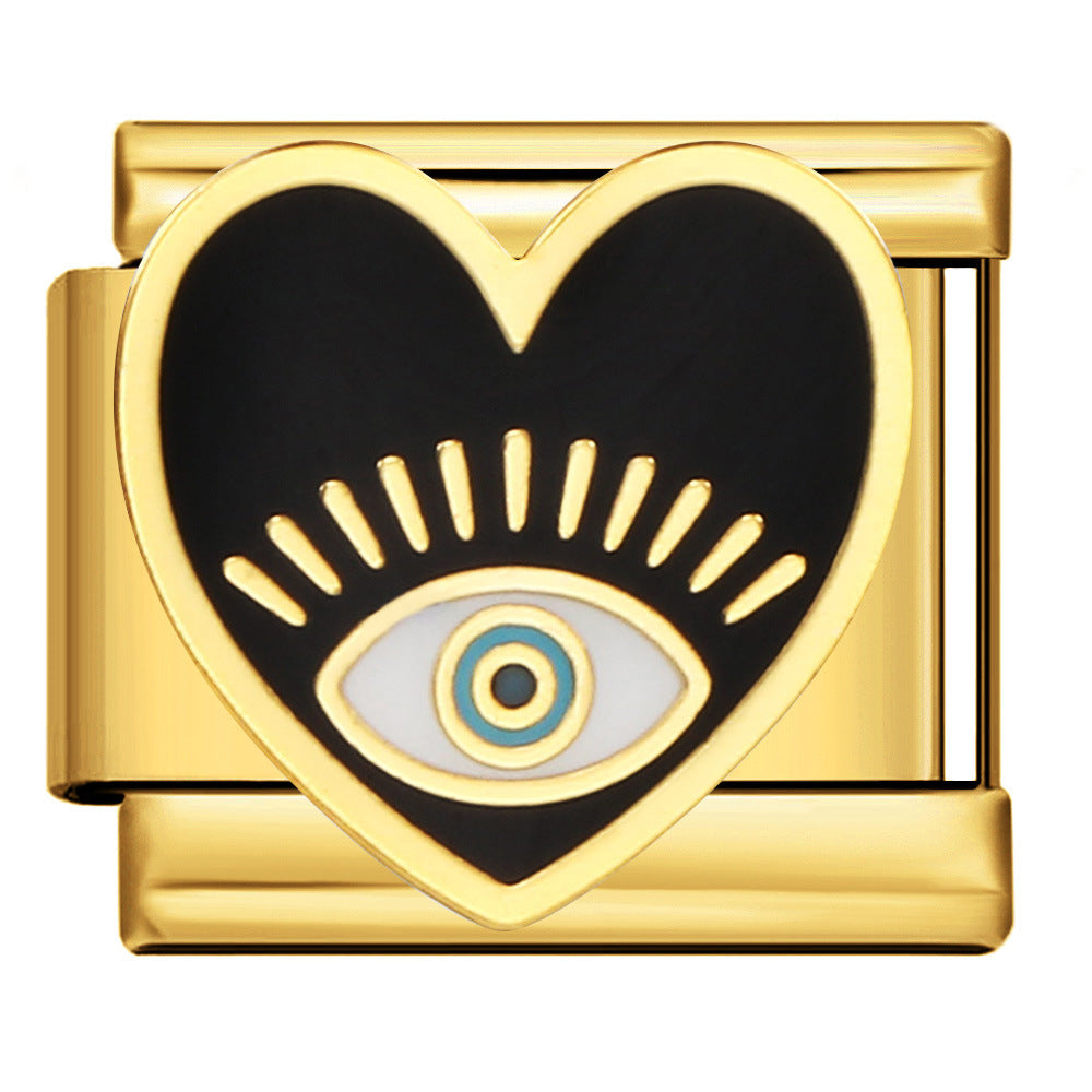 BLACK HEART EVIL EYE ITALIAN CHARM