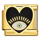 BLACK HEART EVIL EYE ITALIAN CHARM