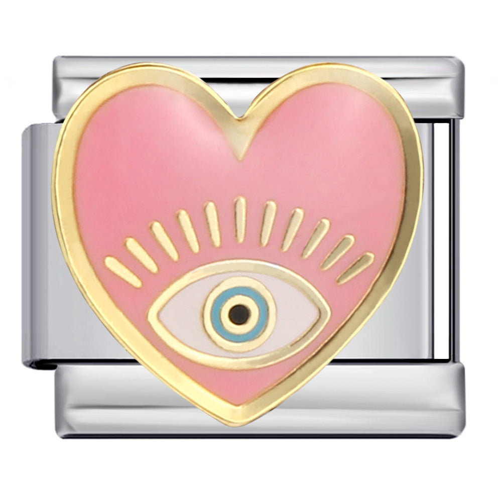 PINK EVIL EYE HEART CHARM