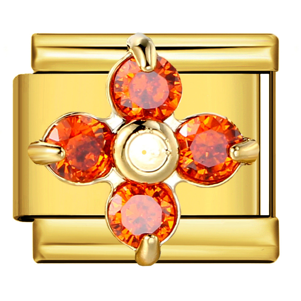 Gem Clover Italian Charm Italian charm bracelet link in stainless steel