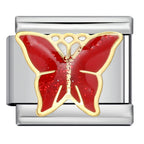 Red Sparkly Butterfly Italian Charm Italian charm bracelet link in stainless steel