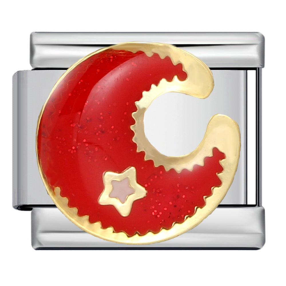 Red Moon Italian Charm Italian charm bracelet link in stainless steel