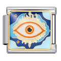Orange Evil Eye Italian Charm Italian charm bracelet link in stainless steel