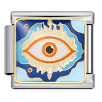 Orange Evil Eye Italian Charm Italian charm bracelet link in stainless steel