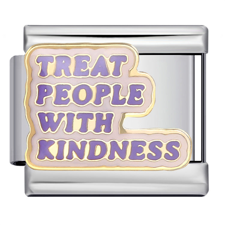 Treat People With Kindness Italian Charm Italian charm bracelet link in stainless steel