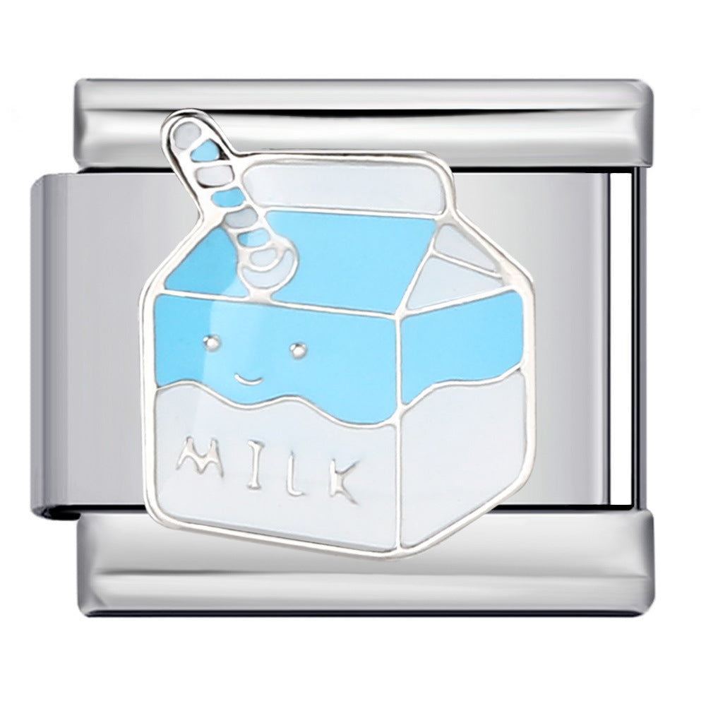 Milk Italian Charm Italian charm bracelet link in stainless steel
