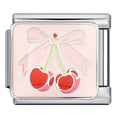 Cherry Pink Bow Italian Charm Italian charm bracelet link in stainless steel